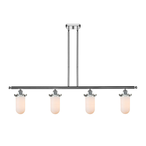 Innovations Kingsbury 48in 4-Light Island Light | Industrial Polished Chrome and Matte White Glass | Kitchen Island & Dining | Model 516-4I-PC-CE231-W