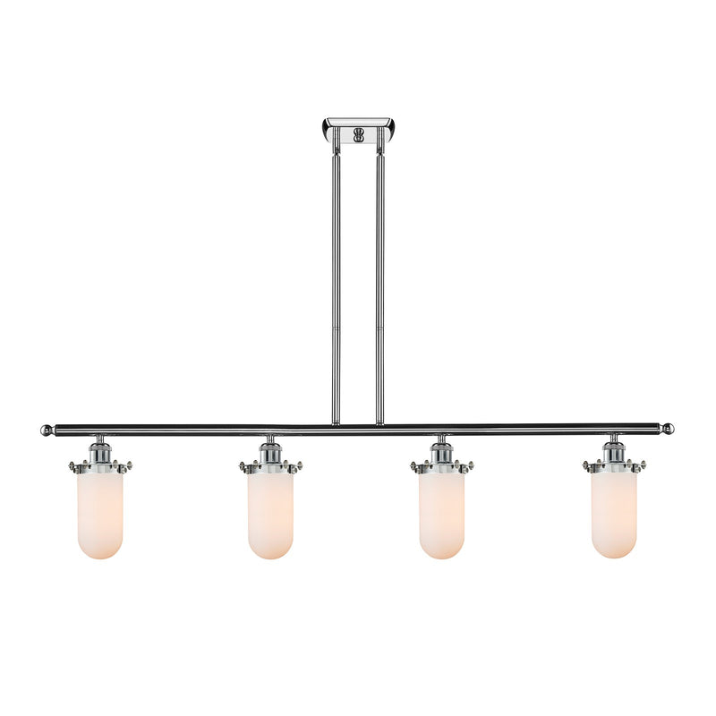Innovations Kingsbury 48in 4-Light Island Light | Industrial Polished Chrome and Matte White Glass | Kitchen Island | 48 x | Model 516-4I-PC-CE231-W-LED
