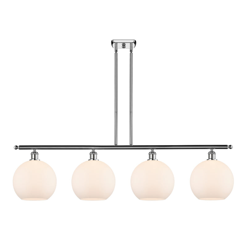 Innovations Athens 48in 4-Light Island Light | Industrial Polished Chrome and Matte White Glass | Kitchen Island & Dining Room | Model 516-4I-PC-G121-10