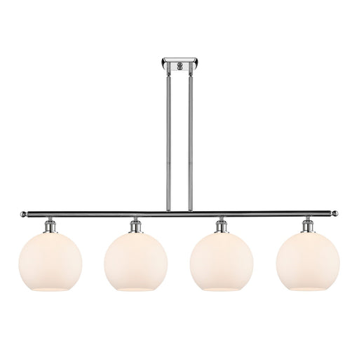 Innovations Athens 48in 4-Light Island Light | Industrial Polished Chrome and Matte White Glass | Kitchen Island & Dining Room | Model 516-4I-PC-G121-10
