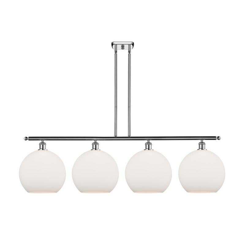 Innovations Athens 50in 4-Light Island Light | Industrial Polished Chrome and Matte White Glass | Kitchen Island & Dining Room | Model 516-4I-PC-G121-12