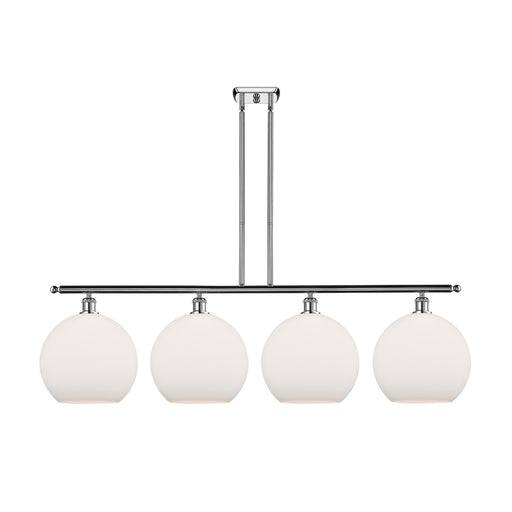 Innovations Athens 50in 4-Light Island Light | Industrial Polished Chrome and Matte White Glass | Kitchen Island & Dining Room | Model 516-4I-PC-G121-12