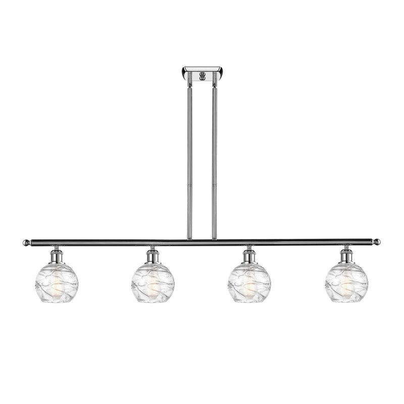 Innovations Athens Deco Swirl 48in 4-Light Island Light | Industrial Polished Chrome and Clear Deco Swirl Glass | Kitchen | Model 516-4I-PC-G1213-6CL
