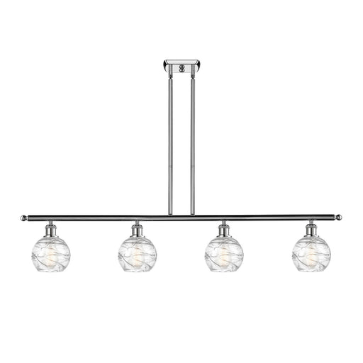 Innovations Athens Deco Swirl 48in 4-Light Island Light | Industrial Polished Chrome and Clear Deco Swirl Glass | Kitchen | Model 516-4I-PC-G1213-6CL