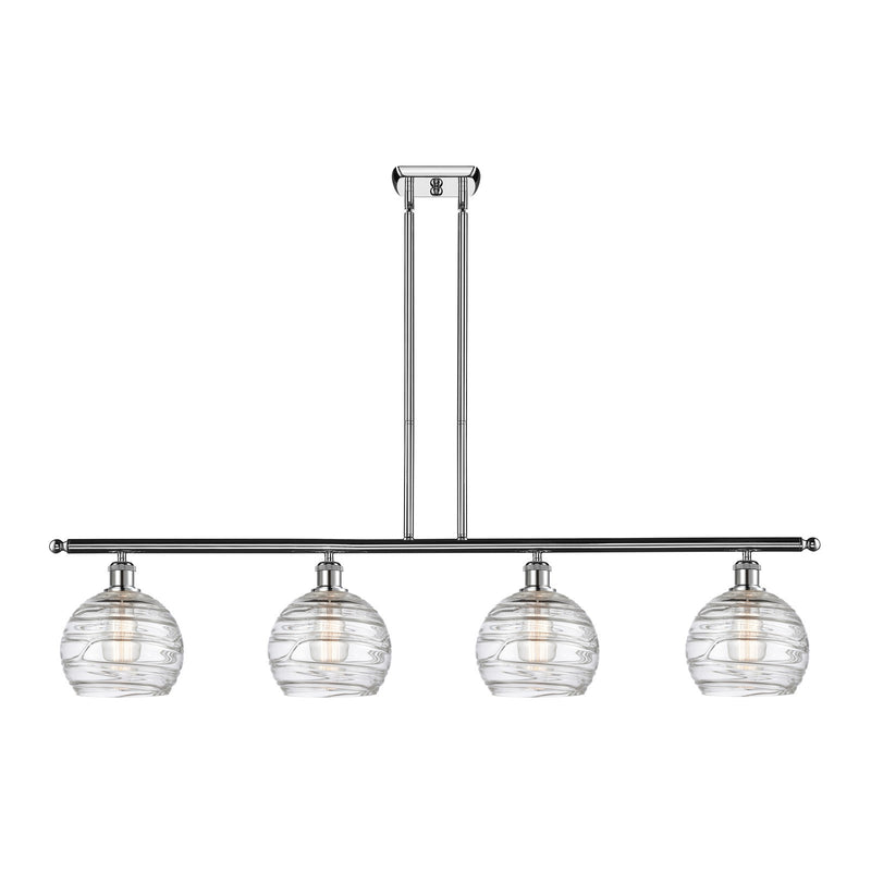 Innovations Athens Deco Swirl 48in 4-Light Island Light | Industrial Polished Chrome and Clear Deco Swirl Glass | Kitchen | Model 516-4I-PC-G1213-8CL