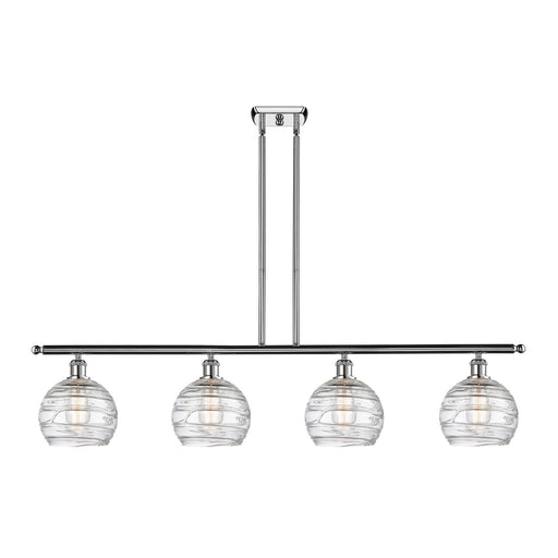 Innovations Athens Deco Swirl 48in 4-Light Island Light | Industrial Polished Chrome and Clear Deco Swirl Glass | Kitchen | Model 516-4I-PC-G1213-8CL