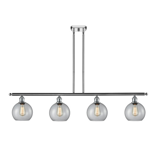 Innovations Athens 48in 4-Light Island Light | Industrial Modern Polished Chrome and Clear Glass | Kitchen Island & Dining Room | Model 516-4I-PC-G122-10