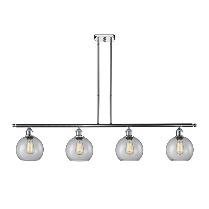 Innovations Athens 50in 4-Light Island Light | Industrial Modern Polished Chrome and Clear Glass | Kitchen Island & Dining Room | Model 516-4I-PC-G122-12