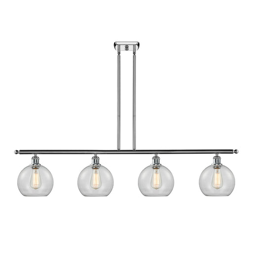 Innovations Athens 48in 4-Light Island Light | Industrial Polished Chrome Steel and Clear Glass | Kitchen Island & Dining | Model 516-4I-PC-G122-8-LED