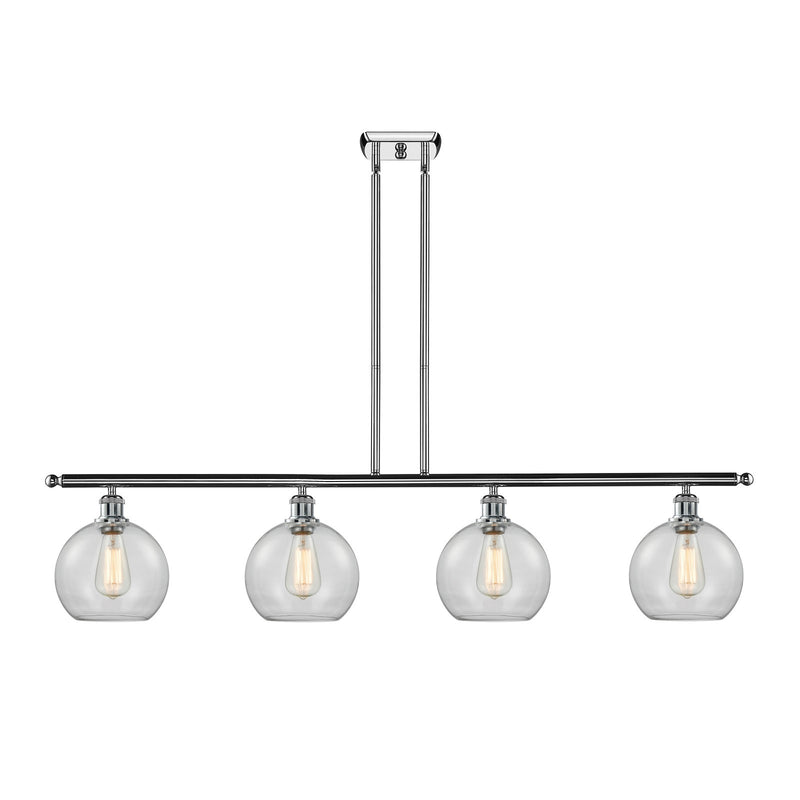 Innovations Athens 48in 4-Light Island Light | Industrial Polished Chrome Steel and Clear Glass | Kitchen Island & Dining | Model 516-4I-PC-G122-8-LED