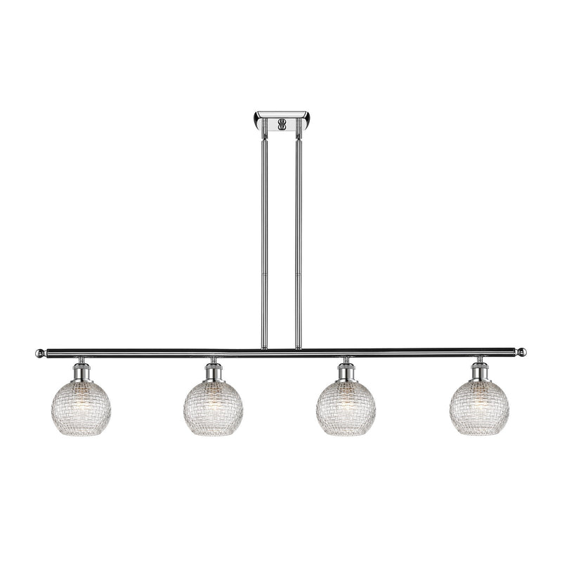 Innovations Athens 48in 4-Light Island Light | Modern Farmhouse Polished Chrome and Clear Basket Weave Glass | Kitchen Island | Model 516-4I-PC-G122C-6CL