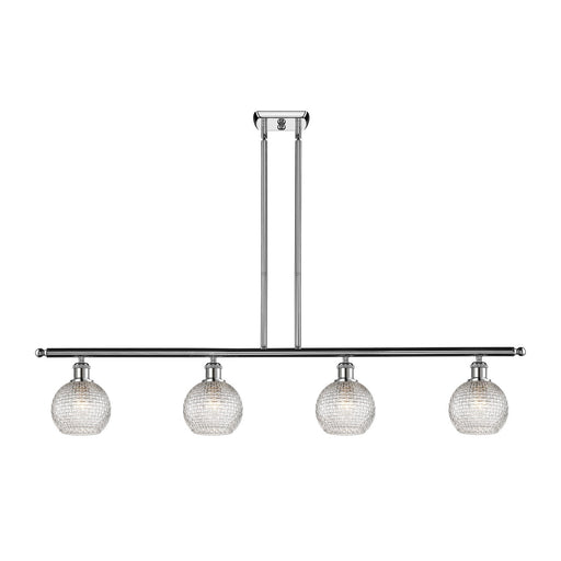 Innovations Athens 48in 4-Light Island Light | Modern Farmhouse Polished Chrome and Clear Basket Weave Glass | Kitchen Island | Model 516-4I-PC-G122C-6CL