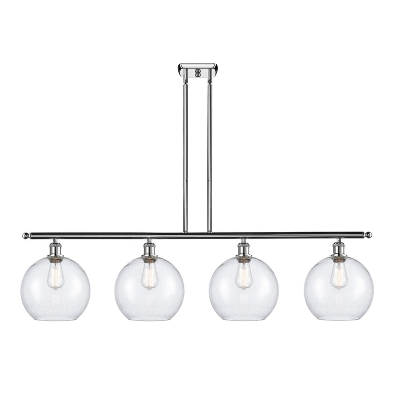 Innovations Athens 48.25in 4-Light Island Light | Industrial Polished Chrome Steel and Seedy Glass | Kitchen Island & Dining | Model 516-4I-PC-G124-10