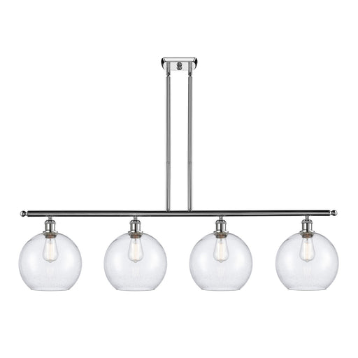 Innovations Athens 48.25in 4-Light Island Light | Industrial Polished Chrome Steel and Seedy Glass | Kitchen Island & Dining | Model 516-4I-PC-G124-10
