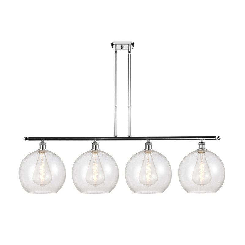 Innovations Athens 50in 4-Light Island Light | Industrial Modern Polished Chrome Steel and Seedy Glass | Kitchen Island & Dining | Model 516-4I-PC-G124-12