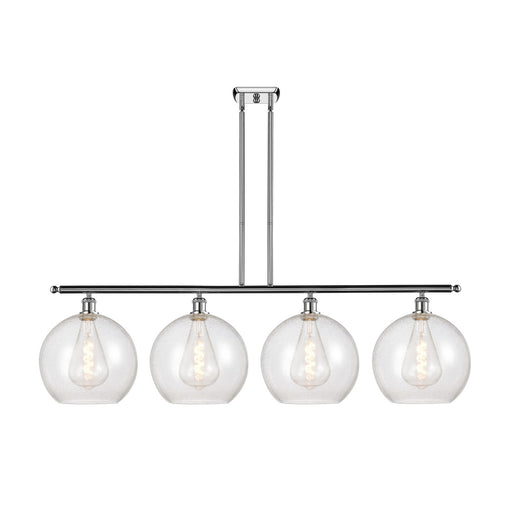 Innovations Athens 50in 4-Light Island Light | Industrial Modern Polished Chrome Steel and Seedy Glass | Kitchen Island & Dining | Model 516-4I-PC-G124-12