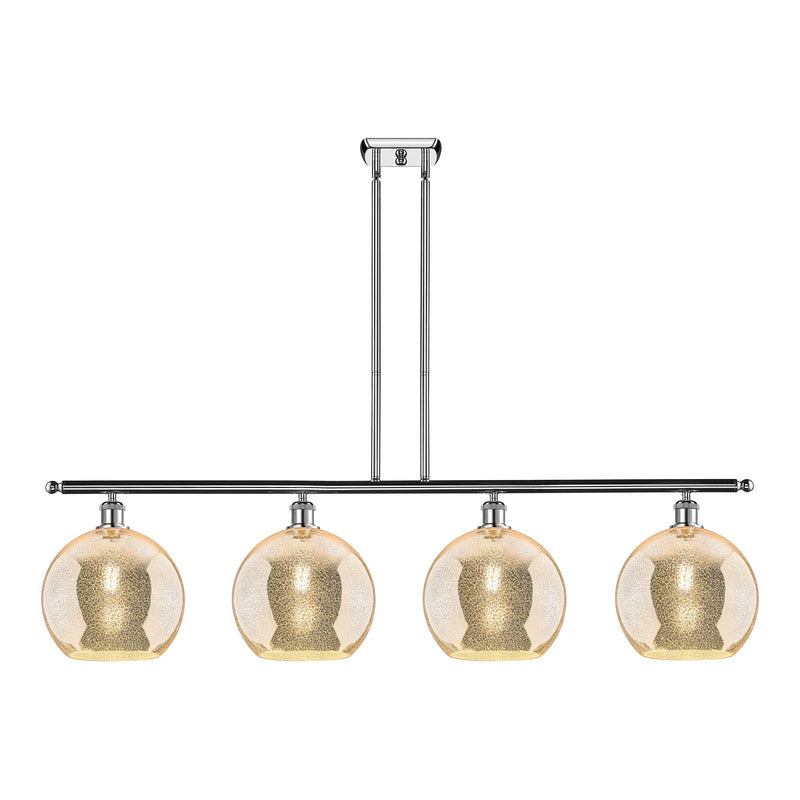 Innovations Athens 48in 4-Light Island Light | Industrial Polished Chrome and Mercury Glass | Kitchen Island & Dining Room | Model 516-4I-PC-G128-10
