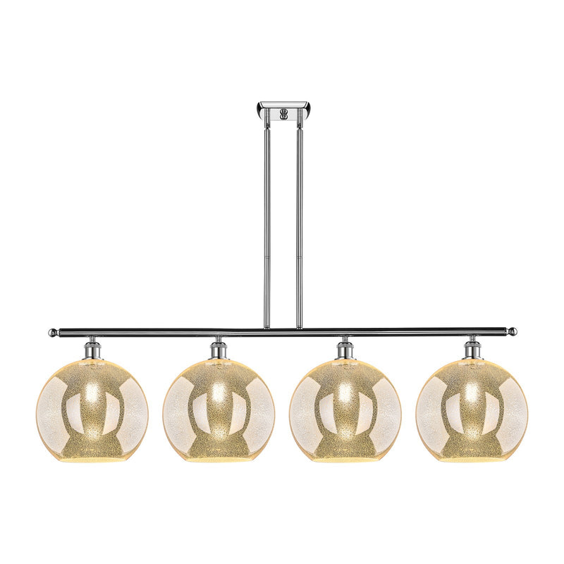 Innovations Athens 50in 4-Light Island Light | Industrial Polished Chrome Steel and Mercury Glass | Kitchen Island & Dining Room | Model 516-4I-PC-G128-12