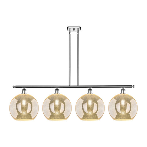 Innovations Athens 50in 4-Light Island Light | Industrial Polished Chrome Steel and Mercury Glass | Kitchen Island & Dining Room | Model 516-4I-PC-G128-12