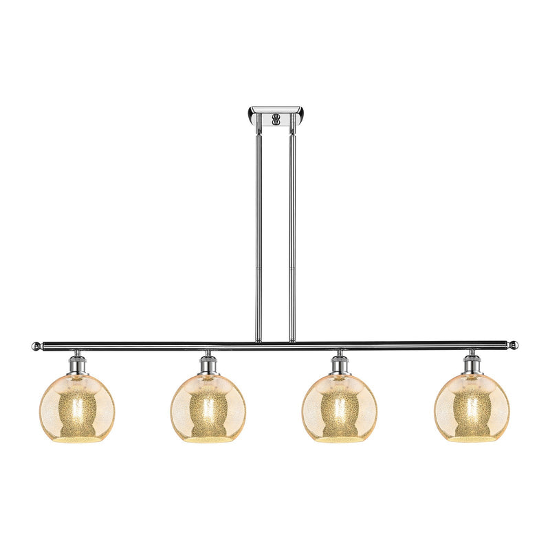 Innovations Athens 48in 4-Light Island Light | Industrial Polished Chrome and Mercury Glass | Kitchen Island & Dining Room | 48 x | Model 516-4I-PC-G128-8