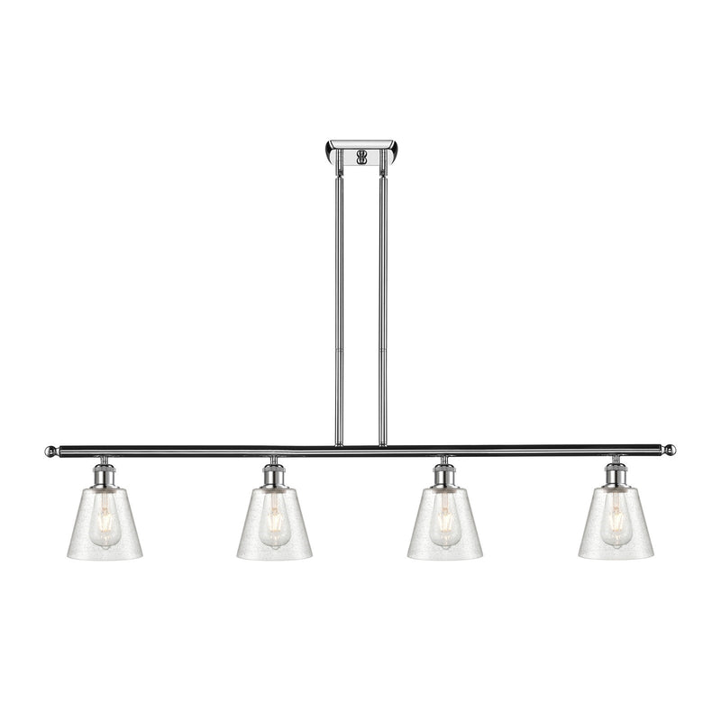 Innovations Caton 48in 4-Light Island Light | Industrial Polished Chrome Steel and Frosted Glass | Kitchen Island & Dining Room | Model 516-4I-PC-G454