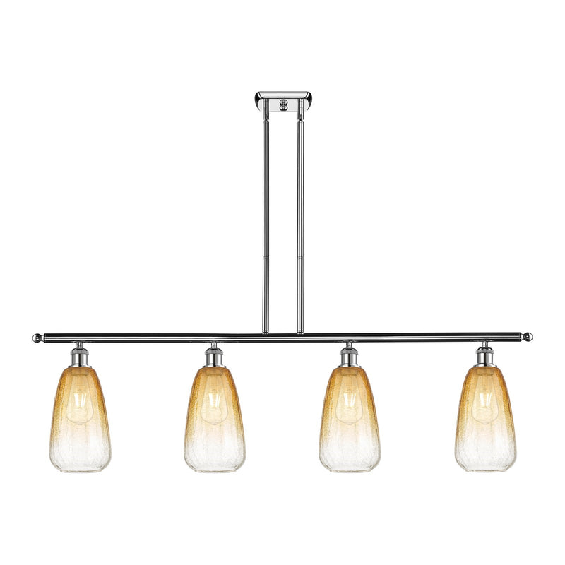 Innovations Brookhaven Almond 48in 4-Light Island Light | Industrial Polished Chrome and Amber Glass | Kitchen Island & Dining | Model 516-4I-PC-G480-6AM
