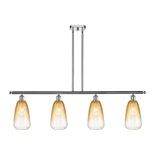 Innovations Brookhaven Almond 48in 4-Light Island Light | Industrial Polished Chrome and Amber Glass | Kitchen Island & Dining | Model 516-4I-PC-G480-6AM
