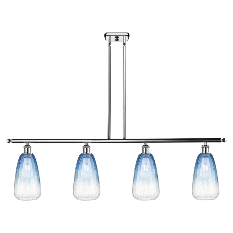 Innovations Brookhaven Almond 48in 4-Light Island Light | Industrial Polished Chrome and Sapphire Blue Glass | Kitchen Island & | Model 516-4I-PC-G480-6SB
