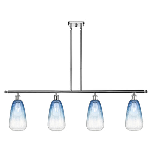 Innovations Brookhaven Almond 48in 4-Light Island Light | Industrial Polished Chrome and Sapphire Blue Glass | Kitchen Island & | Model 516-4I-PC-G480-6SB