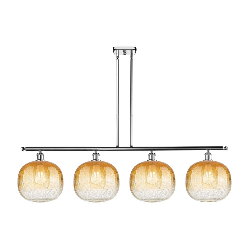 Innovations Brookhaven Sphere 49in 4-Light Island Light | Industrial Polished Chrome and Amber Glass | Kitchen Island & Dining | Model 516-4I-PC-G481-10AM