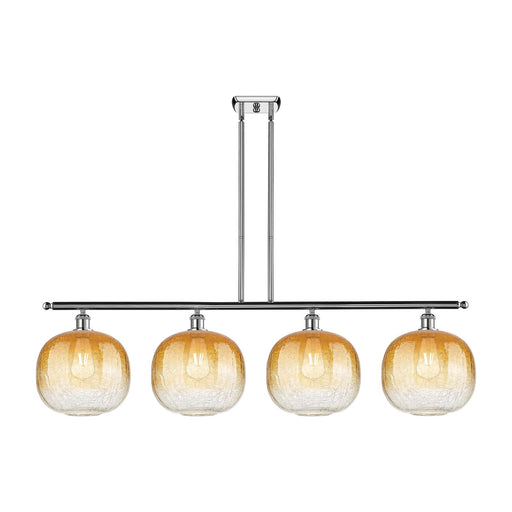 Innovations Brookhaven Sphere 49in 4-Light Island Light | Industrial Polished Chrome and Amber Glass | Kitchen Island & Dining | Model 516-4I-PC-G481-10AM