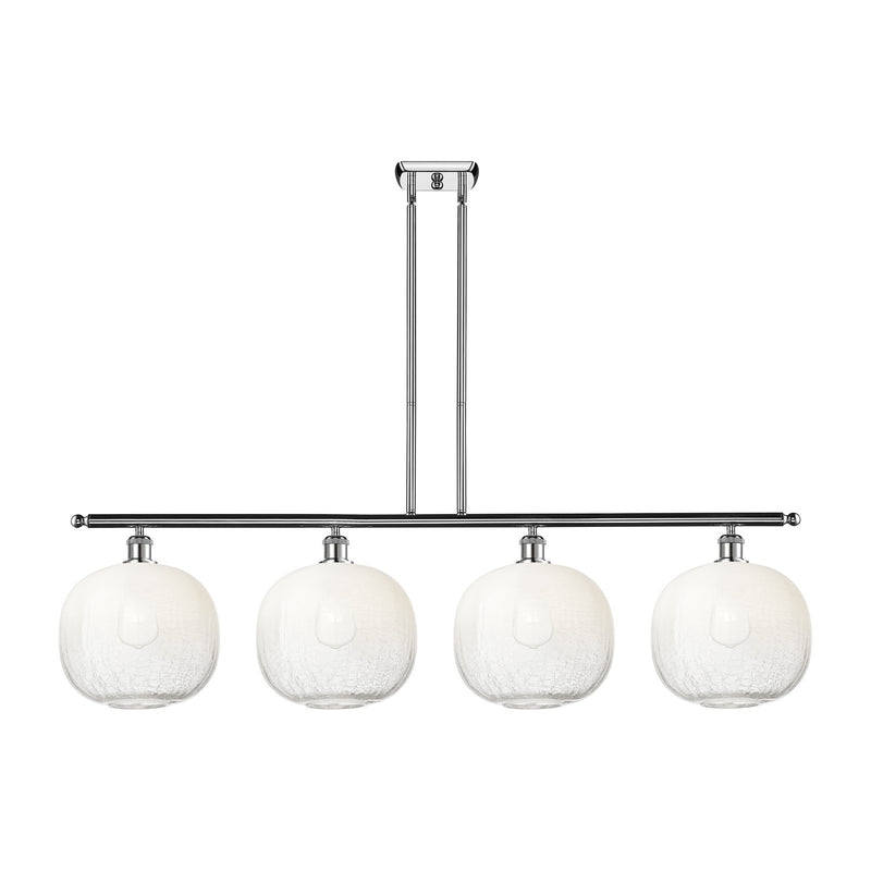 Innovations Brookhaven Sphere 49in 4-Light Island Light | Industrial Modern Polished Chrome and Opal Glass | Kitchen Island & | Model 516-4I-PC-G481-10OP
