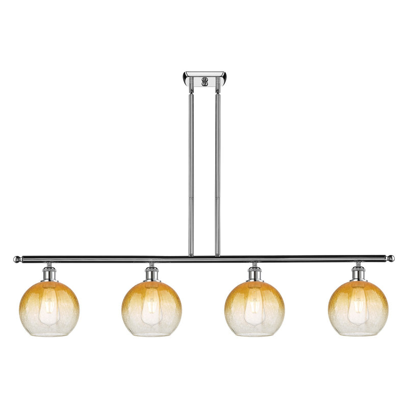 Innovations Brookhaven Globe 48in 4-Light Island Light | Industrial Polished Chrome and Amber Glass | Kitchen Island | 48 x | Model 516-4I-PC-G483-8AM