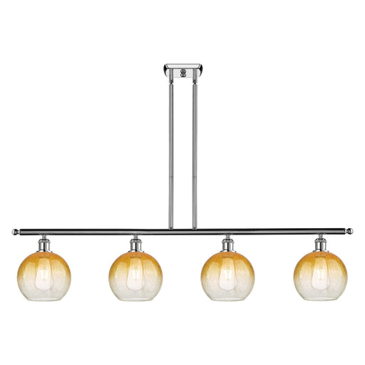Innovations Brookhaven Globe 48in 4-Light Island Light | Industrial Polished Chrome and Amber Glass | Kitchen Island | 48 x | Model 516-4I-PC-G483-8AM
