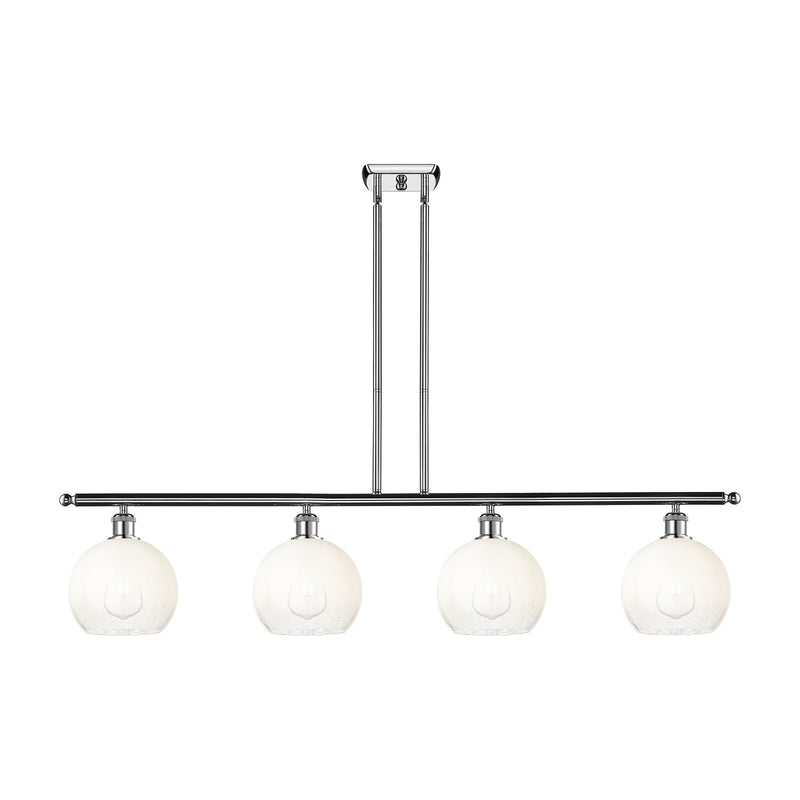 Innovations Brookhaven Globe 48in 4-Light Island Light | Industrial Polished Chrome and Opal Glass | Kitchen Island & Dining | Model 516-4I-PC-G483-8OP