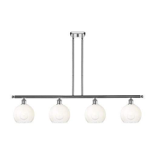 Innovations Brookhaven Globe 48in 4-Light Island Light | Industrial Polished Chrome and Opal Glass | Kitchen Island & Dining | Model 516-4I-PC-G483-8OP