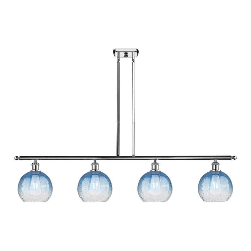 Innovations Brookhaven Globe 48in 4-Light Island Light | Industrial Polished Chrome and Sapphire Blue Glass | Kitchen Island & | Model 516-4I-PC-G483-8SB