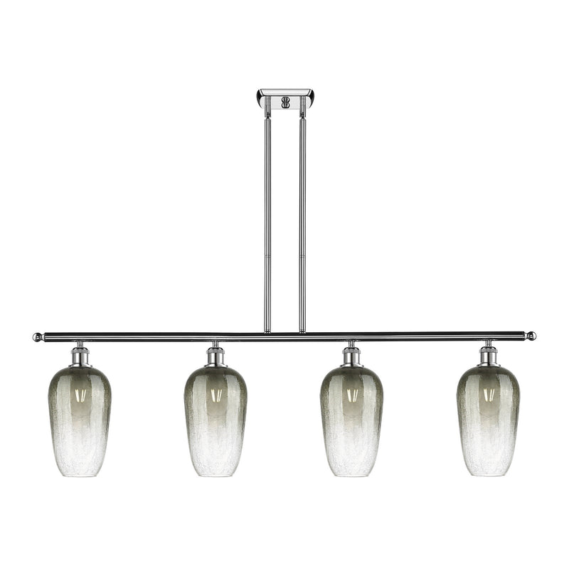 Innovations Brookhaven Flute 48in 4-Light Island Light | Industrial Modern Polished Chrome and Slate Glass | Kitchen Island & | Model 516-4I-PC-G484-7SL