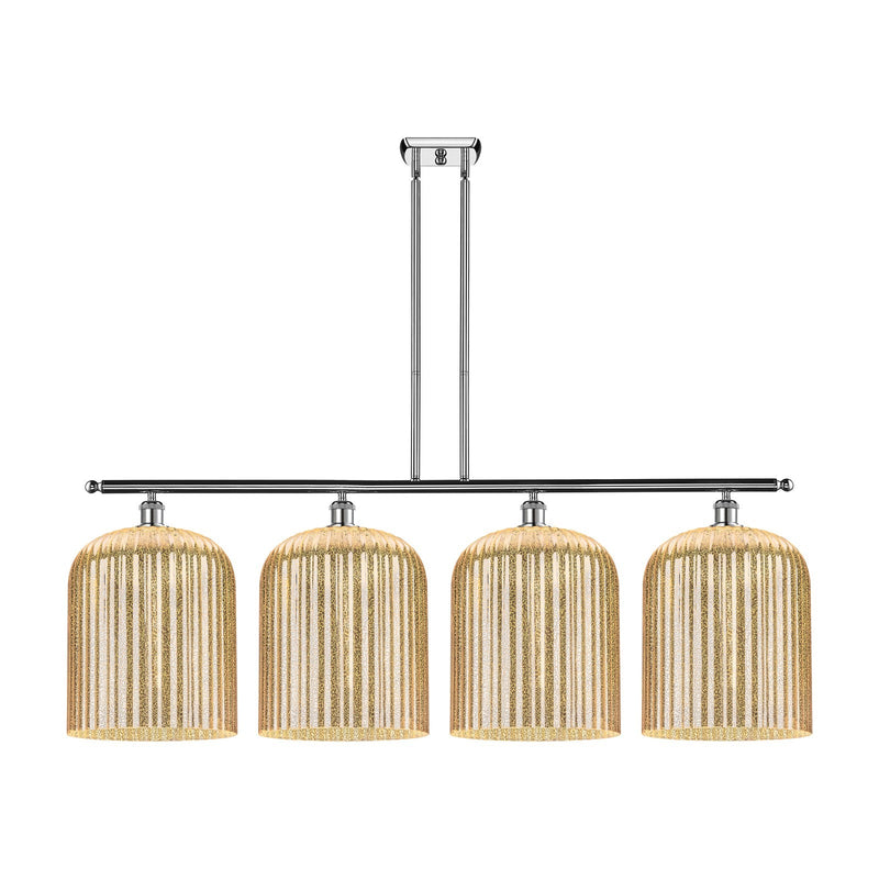 Innovations Bridal Veil 48in 4-Light Island Light | Art Nouveau Industrial Polished Chrome and Mercury Ribbed Glass | Kitchen | Model 516-4I-PC-G559-12ME