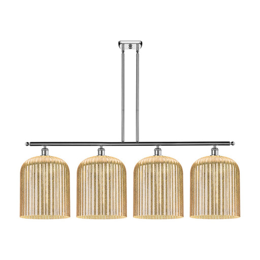Innovations Bridal Veil 48in 4-Light Island Light | Art Nouveau Industrial Polished Chrome and Mercury Ribbed Glass | Kitchen | Model 516-4I-PC-G559-12ME