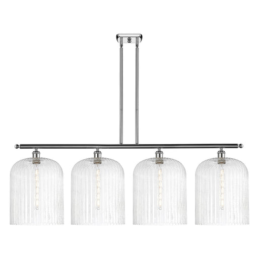 Innovations Bridal Veil 48in 4-Light Island Light | Art Nouveau Industrial Polished Chrome and Seedy Ribbed Glass | Kitchen | Model 516-4I-PC-G559-12SDY