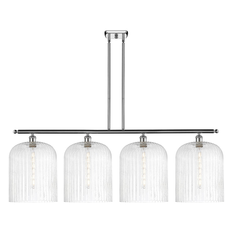 Innovations Bridal Veil 48in 4-Light Island Light | Art Nouveau Industrial Polished Chrome and Seedy Ribbed Glass | Kitchen | Model 516-4I-PC-G559-12SDY