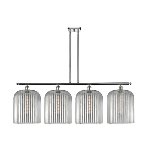 Innovations Bridal Veil 48in 4-Light Island Light | Art Nouveau Industrial Polished Chrome and Light Smoke Ribbed Glass | Model 516-4I-PC-G559-12SM