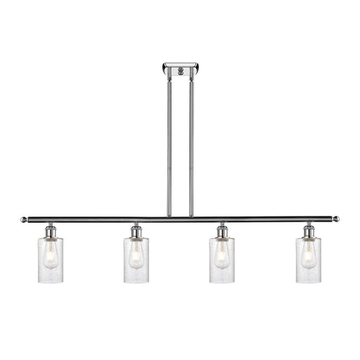 Innovations Clymer 48in 4-Light Island Light | Art Nouveau Polished Chrome Steel and Seedy Glass | Kitchen Island & Dining Room | Model 516-4I-PC-G804