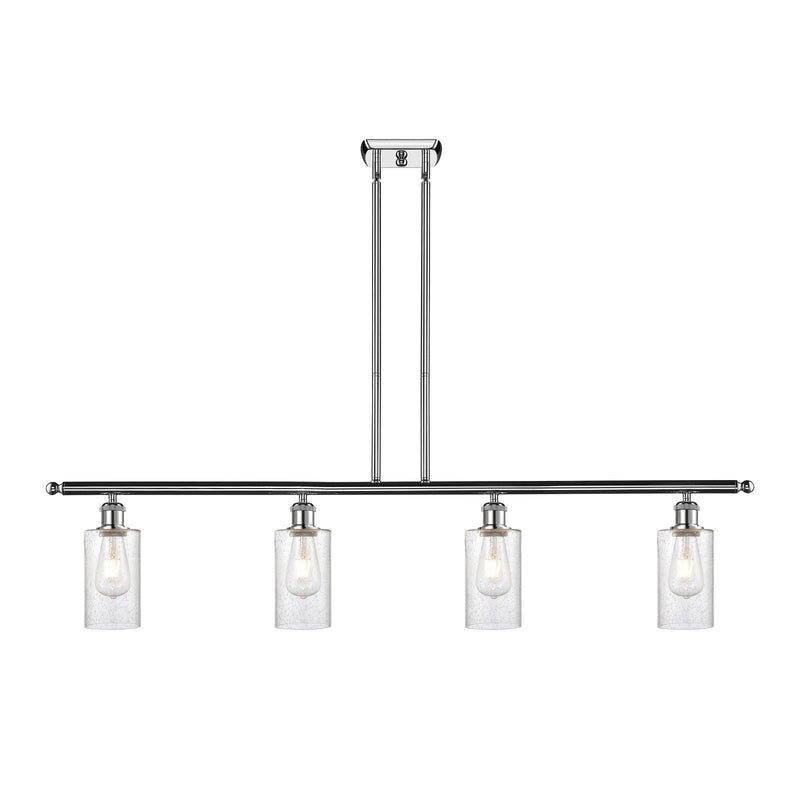 Innovations Clymer 48in 4-Light Island Light | Art Nouveau Polished Chrome Steel and Seedy Glass | Kitchen Island & Dining Room | Model 516-4I-PC-G804