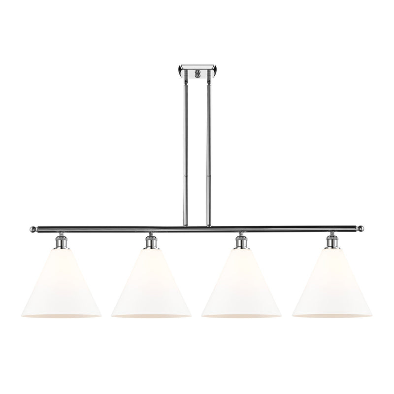 Innovations Berkshire 50in 4-Light Island Light | Industrial Polished Chrome and Matte White Glass | Kitchen Island & Dining | Model 516-4I-PC-GBC-121