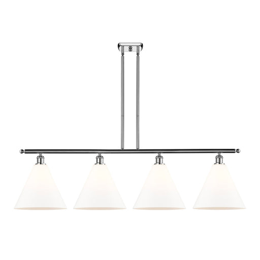 Innovations Berkshire 50in 4-Light Island Light | Industrial Polished Chrome and Matte White Glass | Kitchen Island & Dining | Model 516-4I-PC-GBC-121-LED