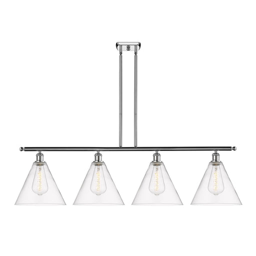 Innovations Berkshire 50in 4-Light Island Light | Industrial Polished Chrome Steel and Clear Glass | Kitchen Island & Dining | Model 516-4I-PC-GBC-122-LED