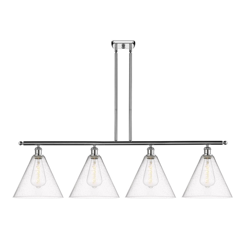 Innovations Berkshire 50.25in 4-Light Island Light | Industrial Polished Chrome Steel and Seedy Glass | Kitchen Island & Dining | Model 516-4I-PC-GBC-124