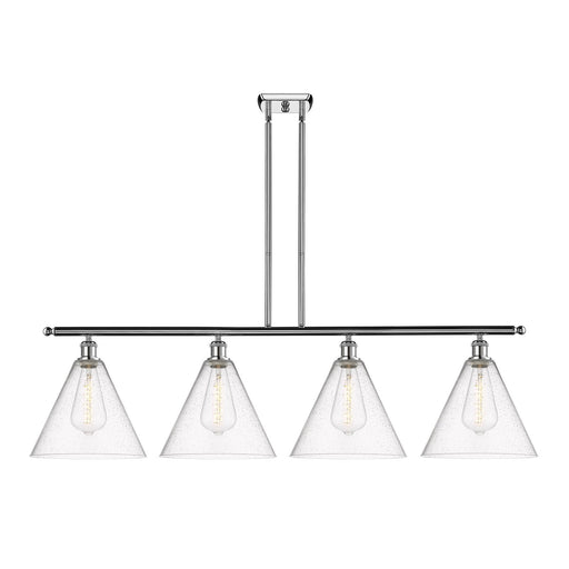 Innovations Berkshire 50.25in 4-Light Island Light | Industrial Polished Chrome Steel and Seedy Glass | Kitchen Island & Dining | Model 516-4I-PC-GBC-124